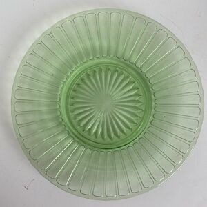 Hazel Atlas Green Depression Glass Plate “Ribbon Green” Pattern” 8” Vintage